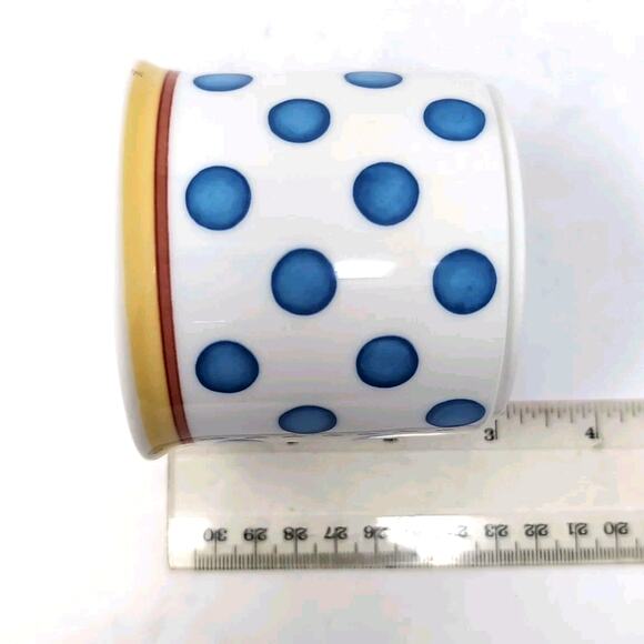 Villeroy & Boch Twist Anna Flat Coffee Mugs Cups Set Of 4 White Blue Polka Dots - Picture 7 of 7